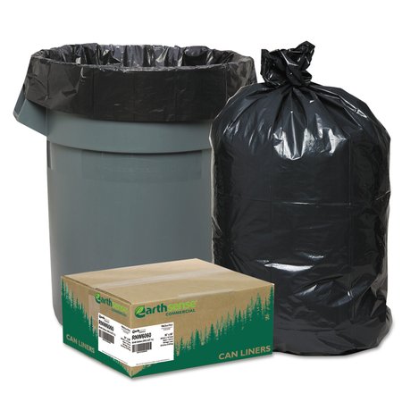 EARTHSENSE COMMERCIAL 60 gal Trash Bags, 38 in x 58 in, Extra Heavy-Duty, 1.65 mil, Black, 100 PK RNW6060